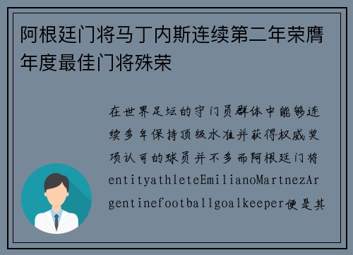 阿根廷门将马丁内斯连续第二年荣膺年度最佳门将殊荣